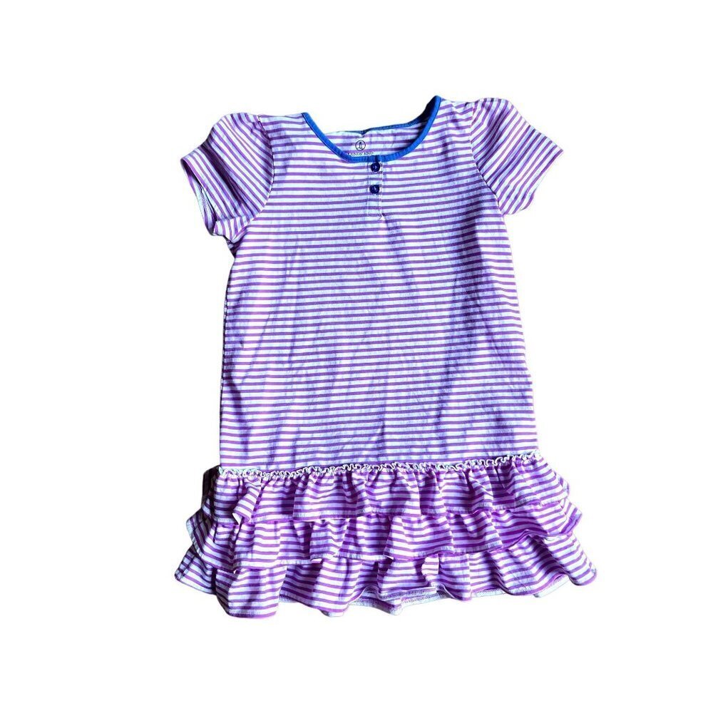 Lands End Girls Pink White Striped Summer Dress 7